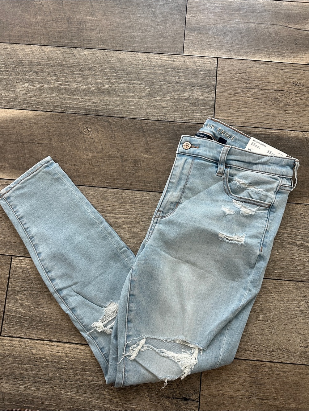American Eagle Outfitters Light Blue Ripped Skinny Jeans
